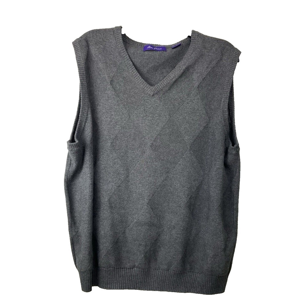 Vintage Men's Sweater Vest Size L Dark Academia Retro 70s Minimalist Old Money‎